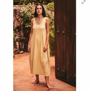 Free People‎ Perth Barrel Dress Tan Cotton Sleeveless